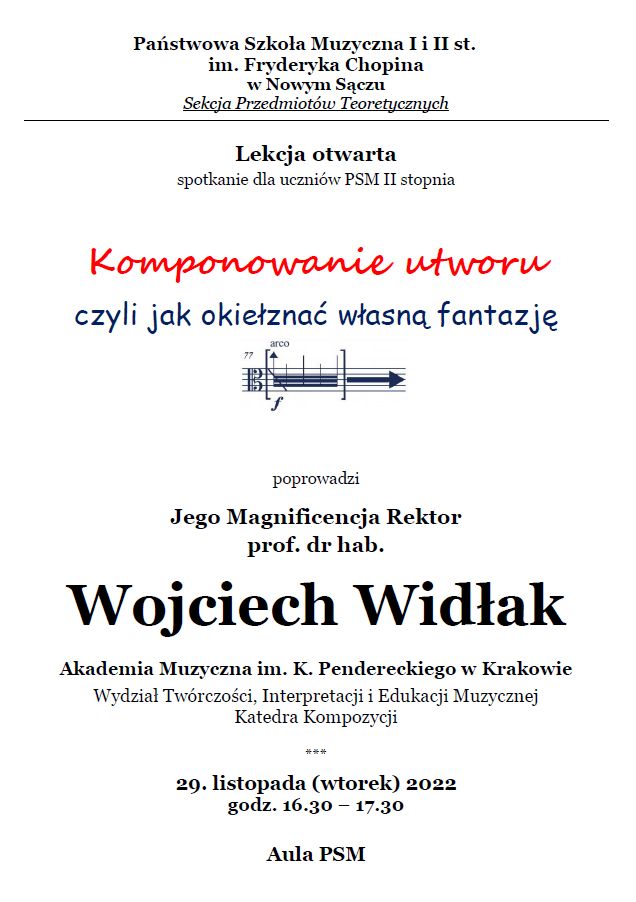 plakat zapraszający na lekcje otwarte z prof. dr hab. Wojciechem Widłakiem